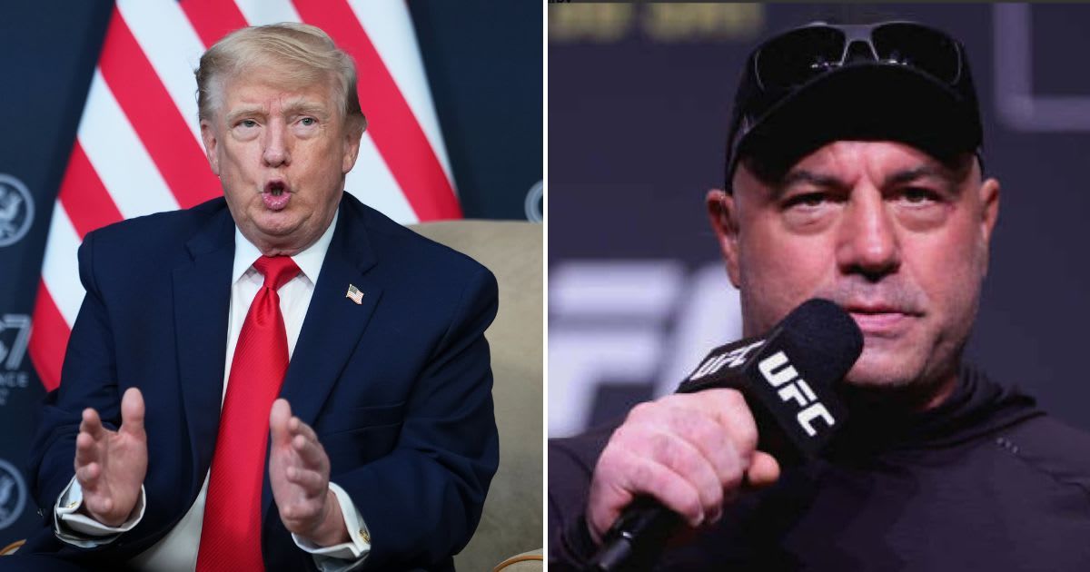 Joe Rogan said President Donald Trump may have blundered by striking Iran again, saying he abandoned his anti-war message (AP images, Getty Images)