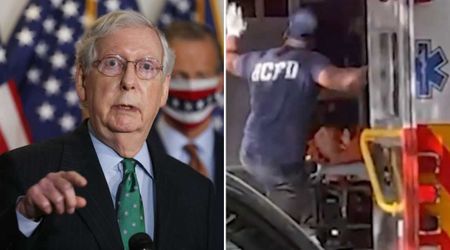 Footage shows Mitch McConnell loaded onto stretcher from day of emergency call