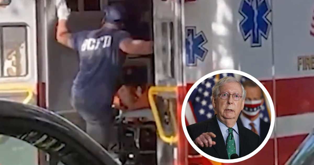 Sen Mitch McConnell had been absent from public view for weeks before suffering an apparent heart attack and being found unconscious at his home on June 14 (Screengrab/CNN, Getty Images)