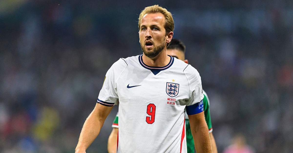 Harry Kane of England looks on during the FIFA World Cup 2026 Round Of 16 match between Mexico and England at Mexico City Stadium on July 5, 2026, in Mexico City, Mexico (Eurasia Sport/ Getty Images)