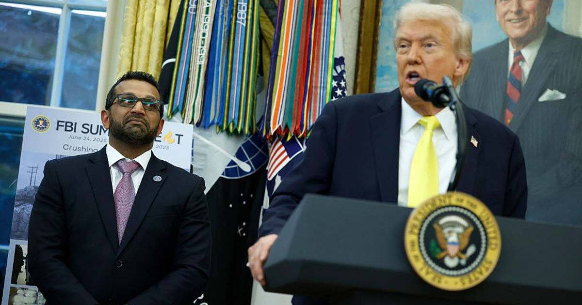 A report claims FBI Director Kash Patel spent hours at the White House overseeing the investigation into the apparent leak behind the New York Times reporting on Air Force One security concerns (Getty Images)