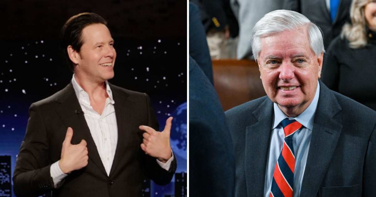 Opening his monologue, Ike Barinholtz remarked on the contrasting news involving Senator Lindsey Graham and Senator Mitch McConnell, joking that there were 'so many opportunities' to get 'Jimmy Kimmel Live!' pulled off the air again (Instagram/@ikebarinho