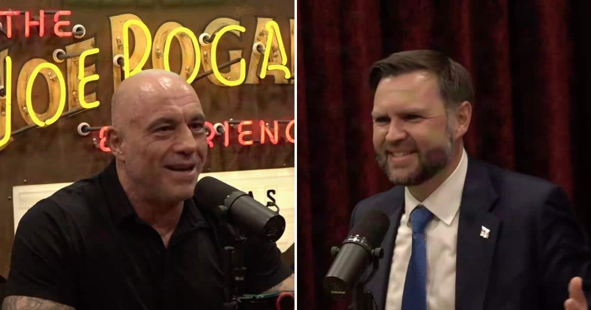 Joe Rogan left JD Vance visibly surprised after bringing up Joe Biden’s past brain surgeries during a wide-ranging podcast conversation, released on Wednesday, July 15 (The Joe Rogan Experience/YouTube)