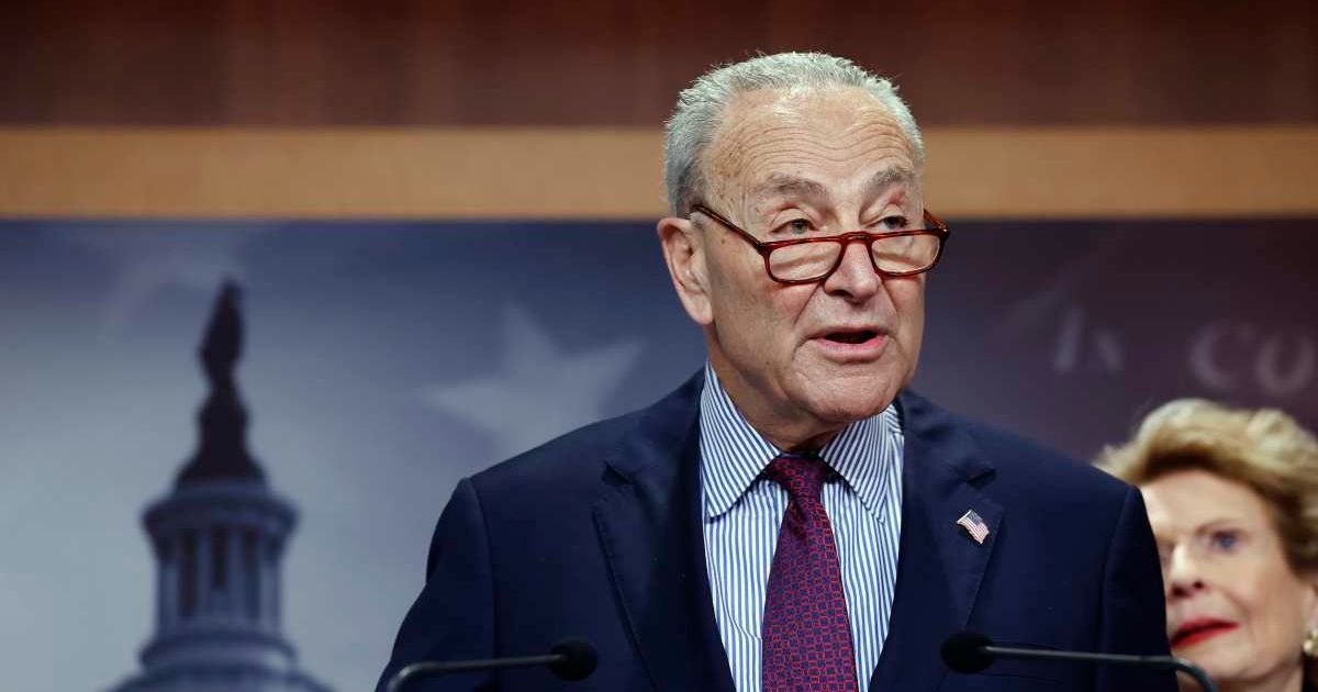 Chuck Schumer sparked online chatter after an unusual moment during his Senate floor speech on Tuesday, July 14, went viral (Getty Images)