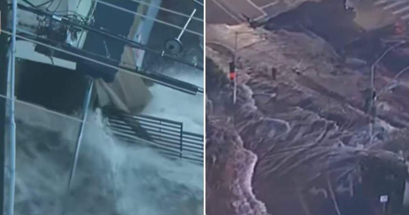 West Hollywood water main break floods streets, strands vehicles near Sunset Strip