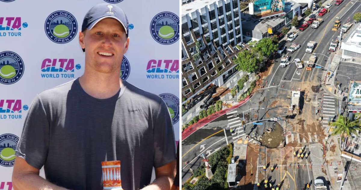 Resident Kyle MacLelland said he and his boyfriend woke at 3 am to floodwaters rushing toward their apartment and could do nothing to stop them (Instagram/@losangelestennisassociation and Getty Images)