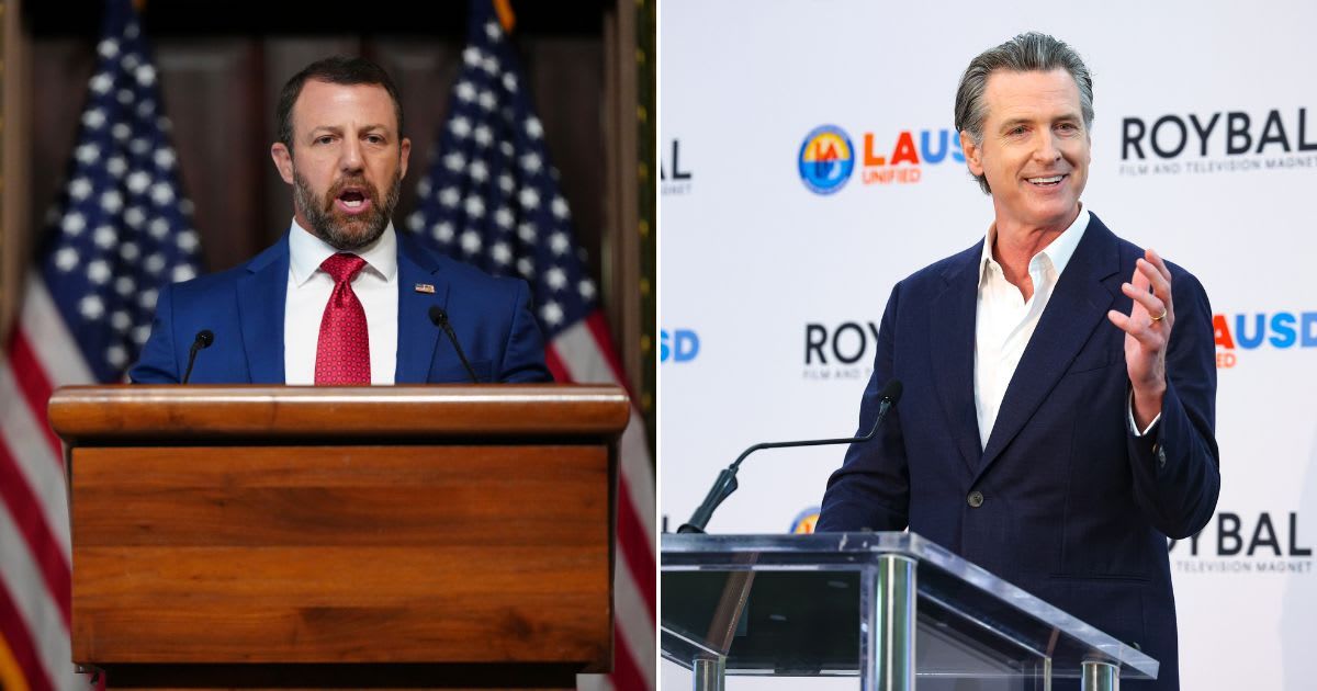 After Homeland Security Secretary Markwayne Mullin warned election officials against defying DHS and threatened fines and jail time, California Governor Gavin Newsom touted California's fair elections and dared the DHS secretary to 'try' them (AP Photo, G