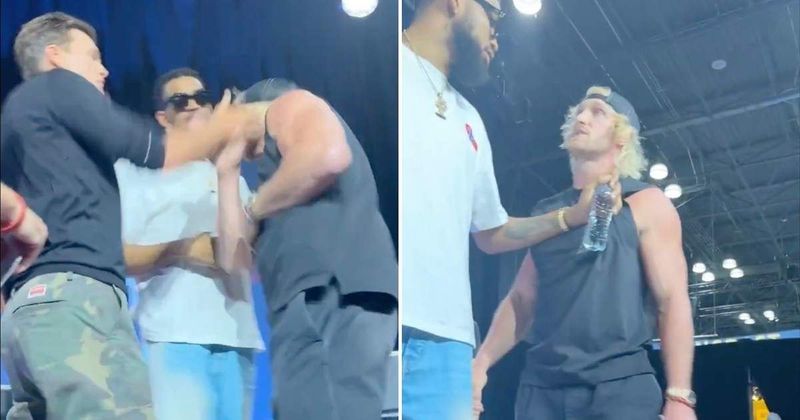 Video shows Tom Brady appearing to slap Logan Paul during Fanatics Fest feud over flag football loss