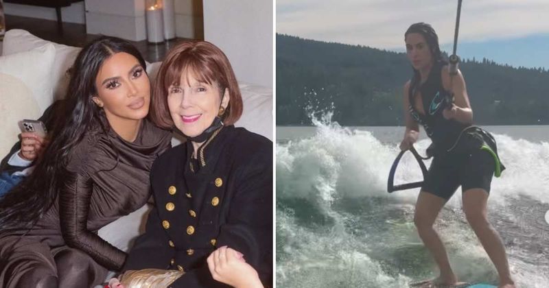 Kim Kardashian defends herself after posting vacation pics following grandma Mary Jo's death