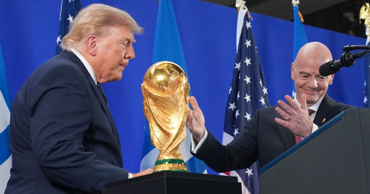President Donald Trump and FIFA President Gianni Infantino spoke during a reception at Trump Tower ahead of the World Cup final (AP Photo/Jacquelyn Martin)