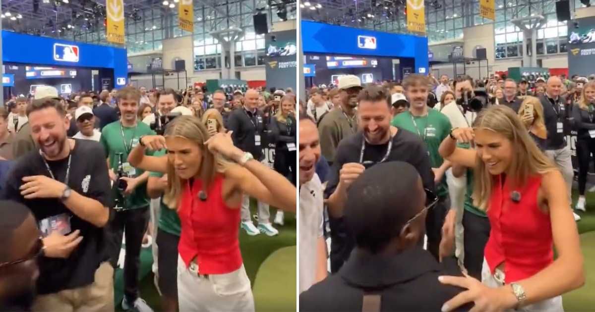 Kai Trump celebrated a successful putt by playfully teasing Kevin Hart during Fanatics Fest in New York (@kevin_smith45/X)