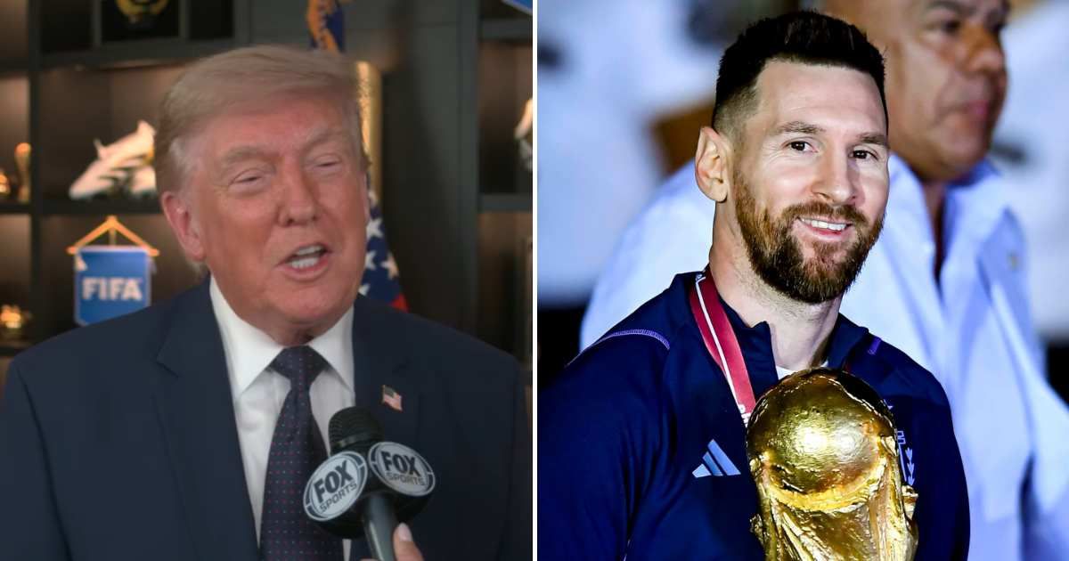 President Donald Trump declined to pick a World Cup winner but said it was hard to bet against Lionel Messi (Screengrab/Fox Sports/YouTube, Getty Images)