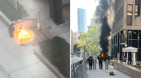 Video shows 'anti-ICE' Army veteran ignite fire outside NYC federal building before arrest