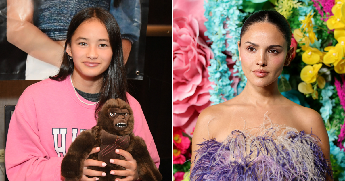 Eiza Gonzalez worked with Kaylee Hottle on the 2021 monster film 'Godzilla vs Kong' (Michael Tullberg/Getty Images, Brianna Bryson/WireImage)