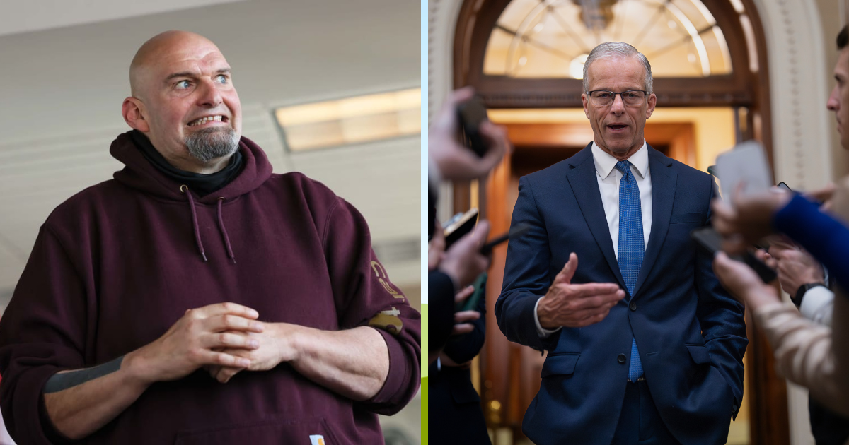 John Thune said the decision ultimately belongs to John Fetterman and argued the Democratic Party has moved away from politicians with more traditional views.(Getty Images/AP Photo)