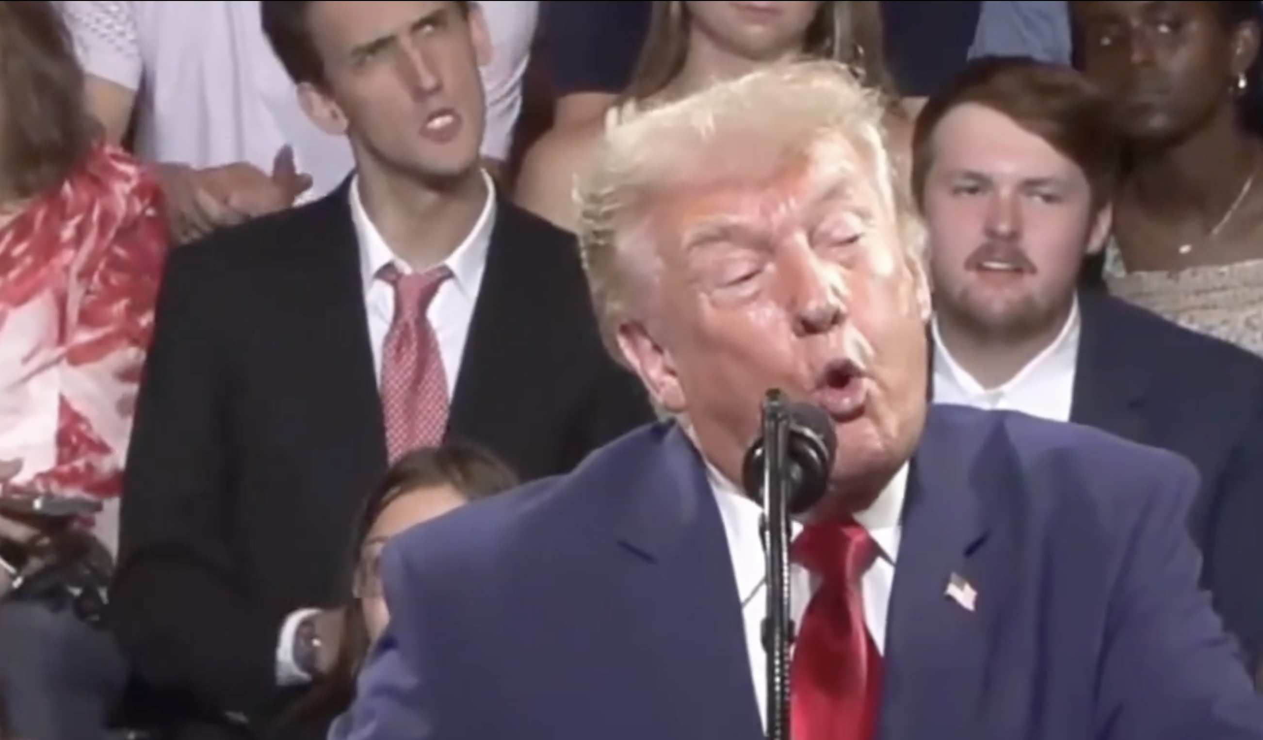 Supporter appears to mimic Donald Trump's gestures and speech during Georgia rally on video