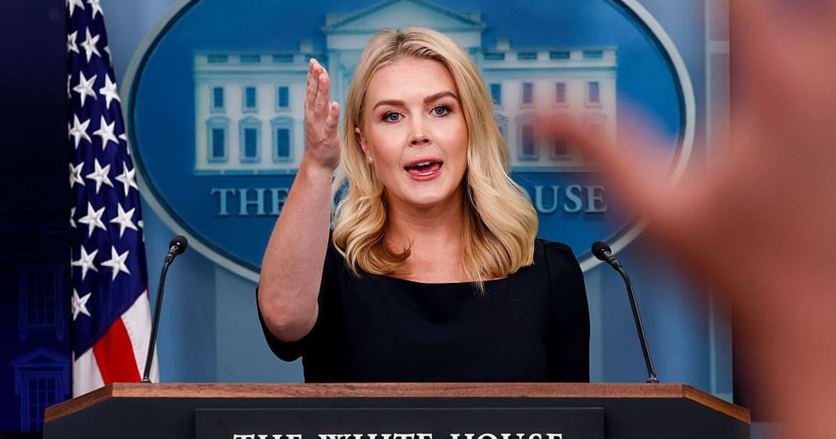 Press Secretary Karoline Leavitt amplified President Donald Trump's voter fraud claims by targeting New Jersey's voter rolls and highlighted his push for the SAVE America Act to require citizenship proof (Getty Images)