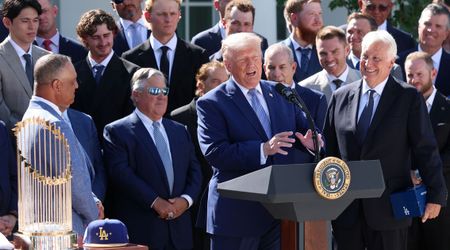 Trump draws laughs after stumbling over Dodgers’ historic MLB season statistic at White House