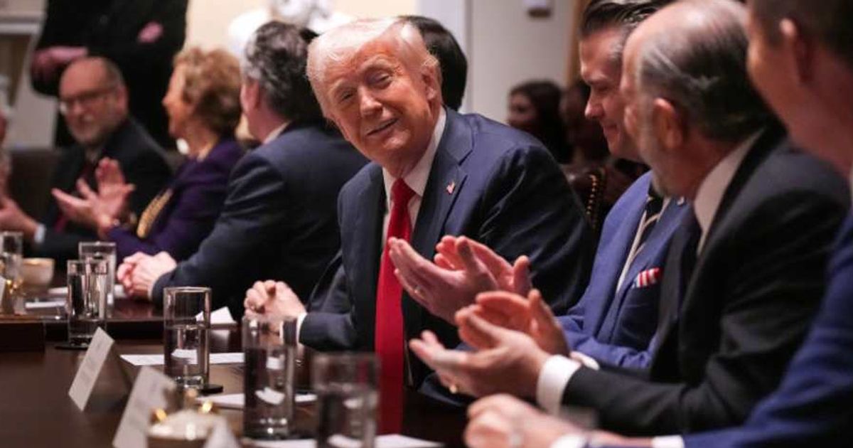 President Donald Trump delivers remarks during a Cabinet meeting at the White House on February 26, 2025, in Washington, DC (Getty Images)