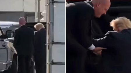 Fact Check: Is the viral video Trump tripping near 'The Beast' real?