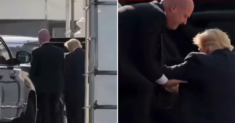 Fact Check: Is the viral video Trump tripping near 'The Beast' real?
