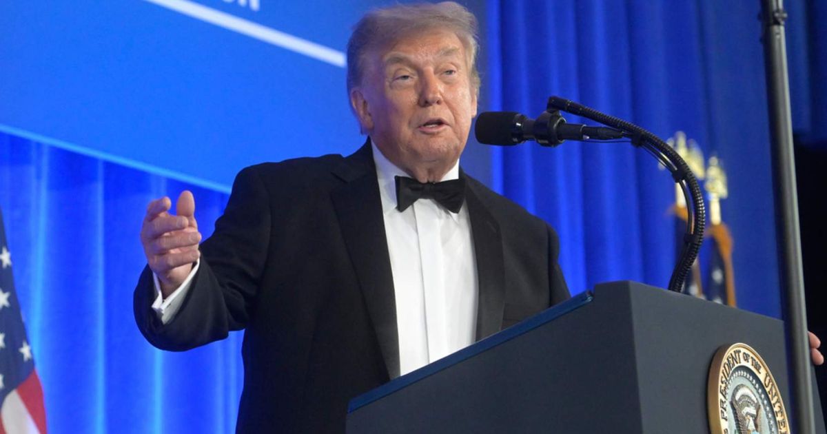 President Donald Trump was seen smirking, repeatedly shrugging his shoulders during the White House Correspondents' Association dinner after Wall Street Journal reporters were honored for their Jeffrey Epstein investigation (AP Photos)