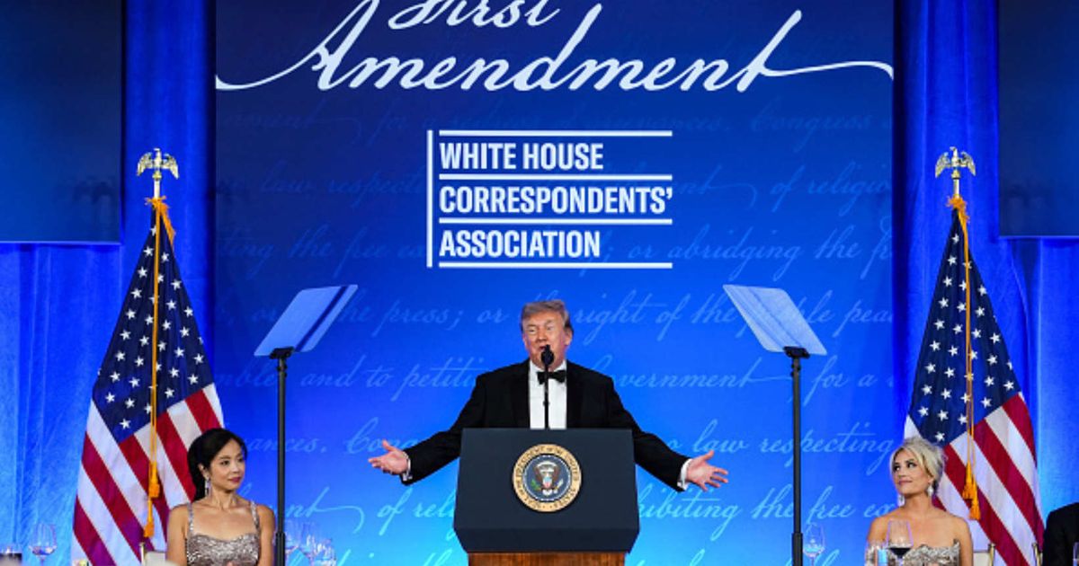 President Donald Trump joked that next year's White House Correspondents' Association (WHCA) dinner could be renamed after him while addressing journalists, media executives and guests at the annual event on Friday, July 24 (Getty Images)