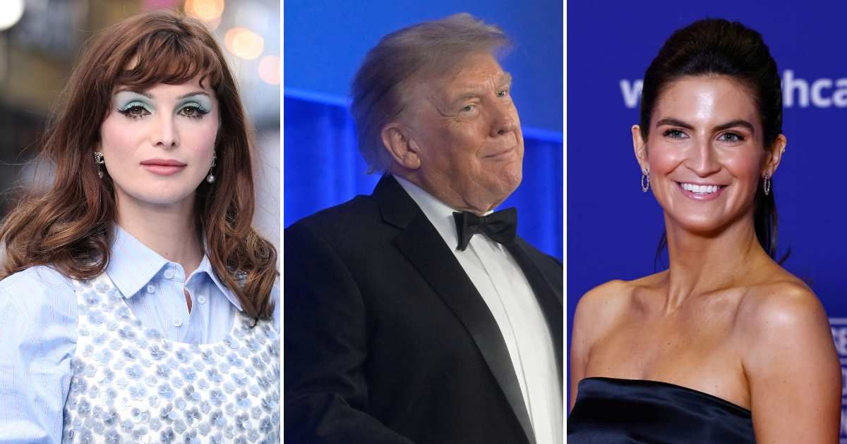 Donald Trump congratulated CNN's Kaitlan Collins on receiving a White House Correspondents' Association award before comparing her to Dylan Mulvaney (Getty Images, AP Photos) 