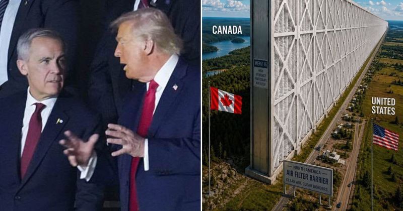 Trump imagines giant air filter between US and Canada in new AI post