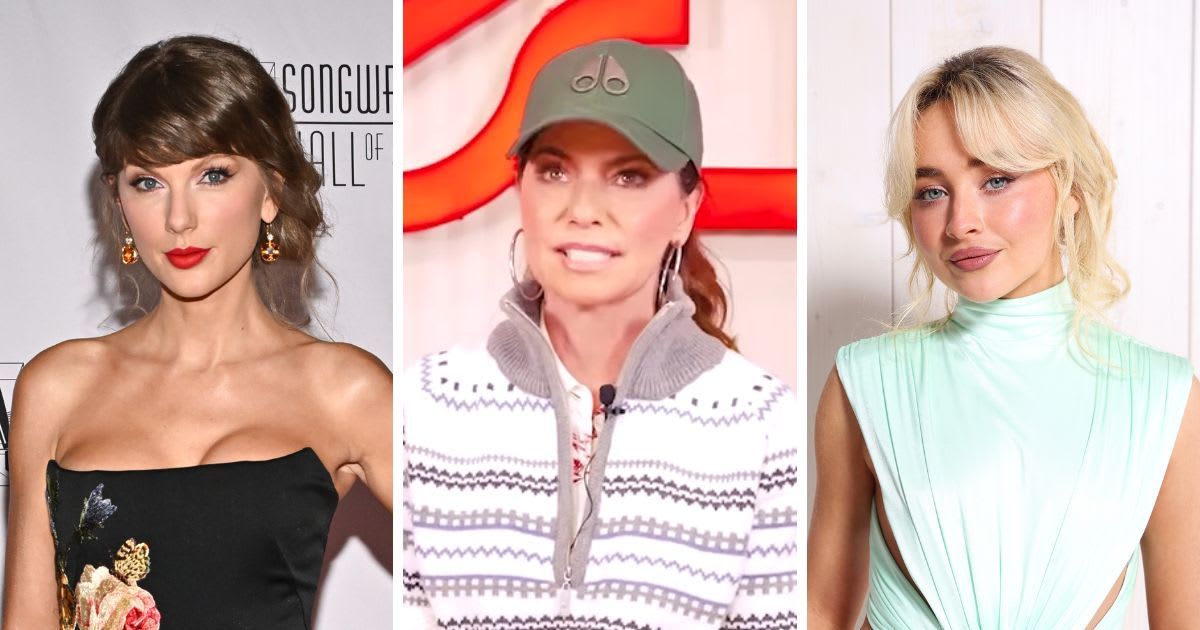 Shania Twain opened up about the types of conversations she has with Taylor Swift and Sabrina Carpenter during her appearance on the 'Heart' podcast on Saturday, July 25 (Screengrab/@Heart/YouTube, Getty Images)