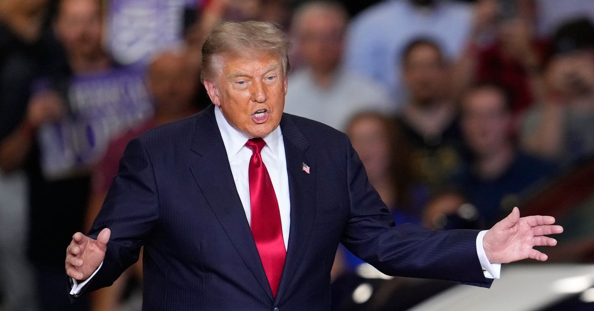 President Donald Trump arrives to speak at an event at the General Motors Proving Ground Monday, July 27, 2026, in Milford, Michigan (AP Photo/Paul Sancya)