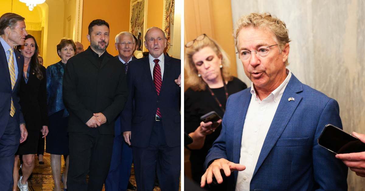 Volodymyr Zelenskyy watched as the Senate voted 86-12 to advance late Lindsey Graham's Russia sanctions bill ahead of a final Senate vote this week (Getty Images)