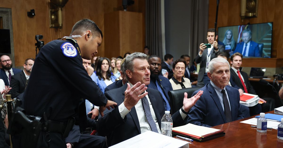 David Schertler, the attorney for former NIH Director Fauci, is removed from the hearing room at the direction of Rand Paul during a hearing before the Senate Homeland Security and Governmental Affairs Committee July 29, 2026 (Kevin Dietsch/Getty Images)
