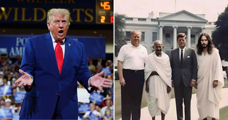 Fact Check: Did Trump share an AI image of himself with Gandhi, JFK and Jesus?