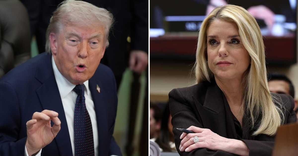 A viral video claims to show a leaked audio transcript between President Donald Trump and former AG Pam Bondi (AP Photo, Getty Images)