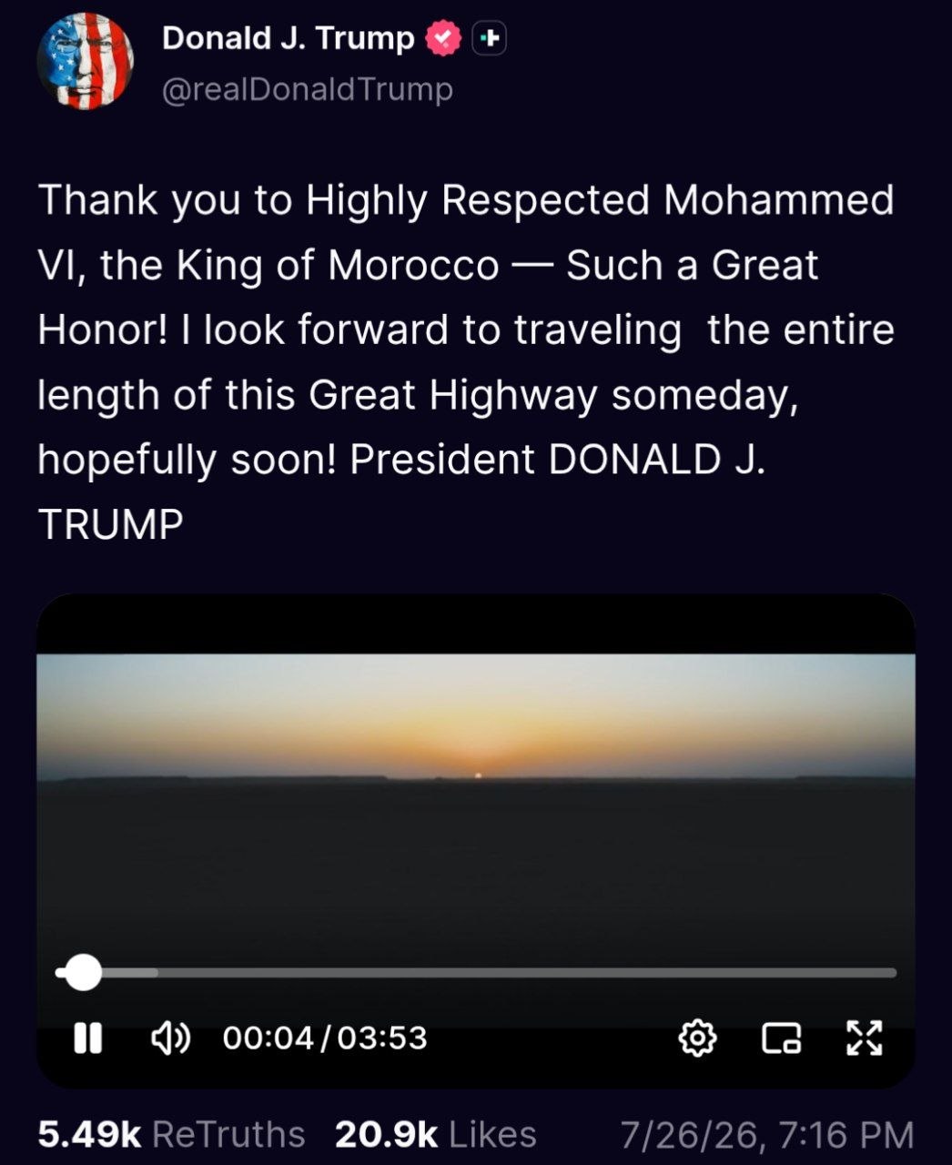 (@realDonaldTrump/TruthSocial)