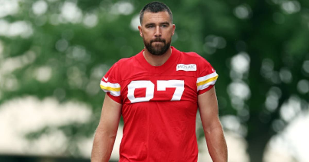 Travis Kelce reported to the Kansas City Chiefs training camp at Missouri Western State University on Wednesday, July 29, just three weeks after tying the knot with Taylor Swift (Jamie Squire/Getty Images)