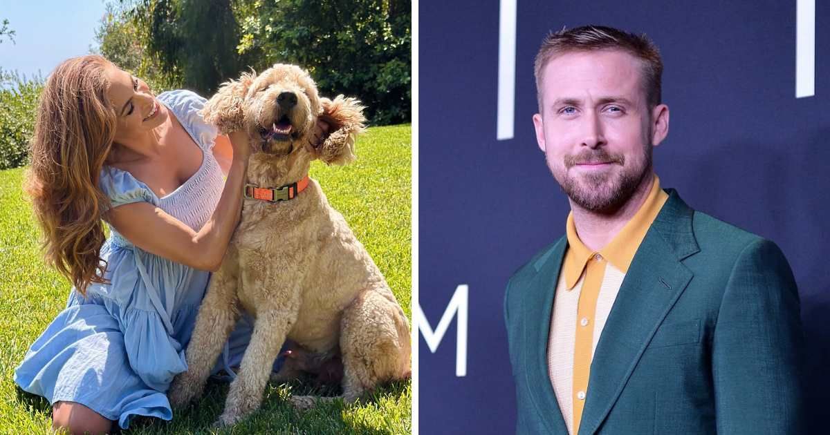 Eva Mendes introduced their family's new rescue dog, Charlie, days after supporting Ryan Gosling's 'Ghost Rider' casting announcement with a sweet tribute (Screengrab/@evamendes/Instagram, Getty Images)