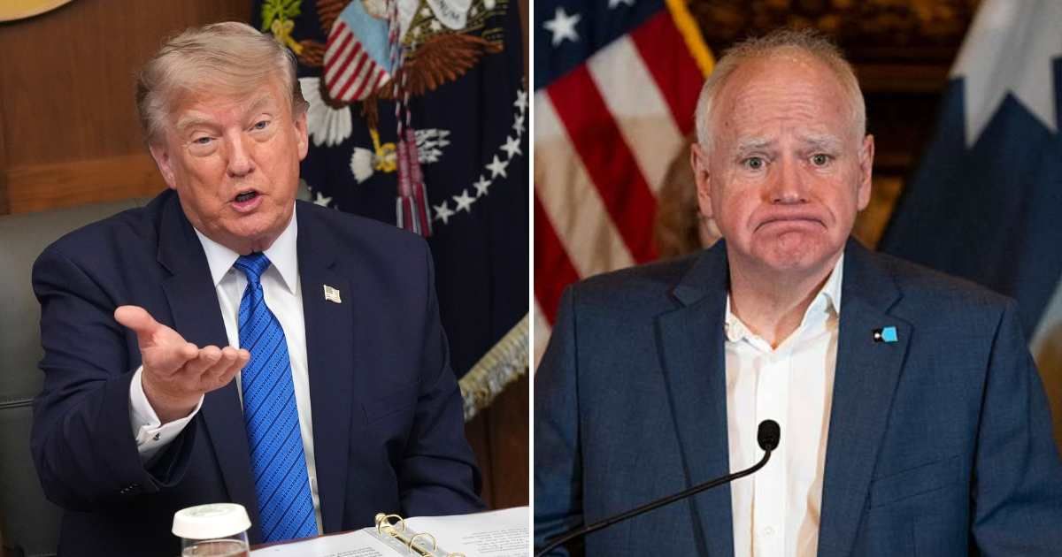 Trump accused Tim Walz of orchestrating a cyberattack during a Cabinet meeting (AP Photo/Jacquelyn Martin/Getty Images)