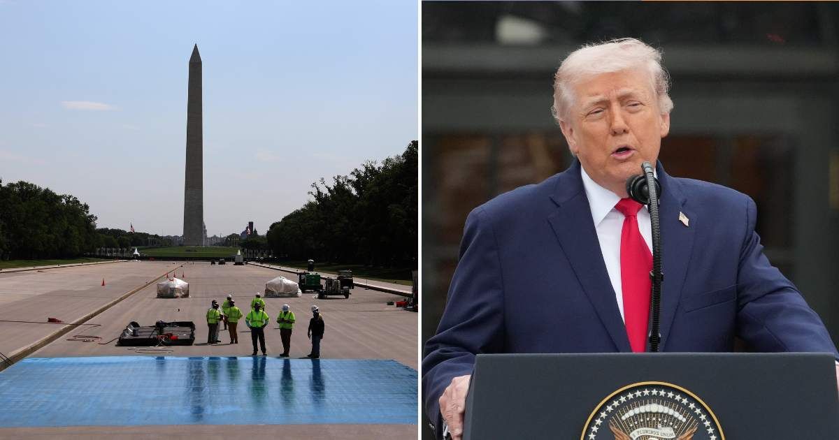 President Donald Trump released a new video in his latest effort to challenge prosecutors' conclusion that contractor errors caused most of the damage at the Lincoln Memorial Reflecting Pool (Getty Image)