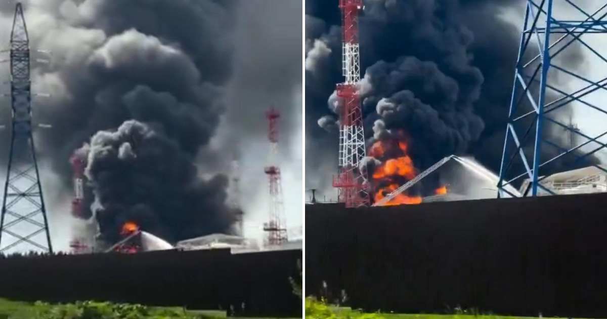 The eight-second clip, widely shared across X, Instagram, and Facebook, showed a massive fire with thick black smoke, flames, and water being sprayed near industrial structures (Screengrab/@Rizvana_Raza/X)