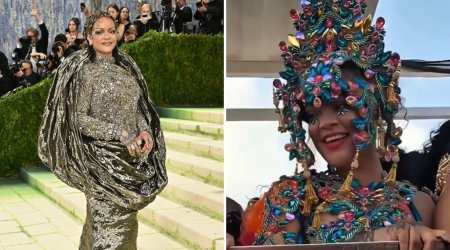 Viral video shows Rihanna enjoying Barbados carnival in nearly unrecognizable jewel-encrusted look