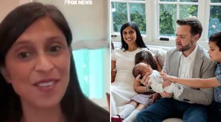 'They fight to burp him': Usha Vance's first interview after baby number 4 gets candid