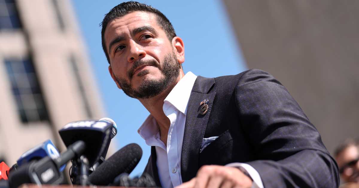 Abdul El-Sayed speaks during a news conference at the Spirit of Detroit shortly after winning the Democratic nomination for Senate in Michigan, Wednesday, August 5, 2026, in Detroit (AP Photo/Julia Demaree Nikhinson)