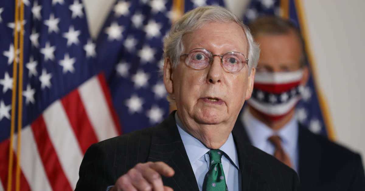 A social media rumor claims Kentucky Senator Mitch McConnell is dead and his body is hidden in a Kentucky coroner's office (Getty Images)