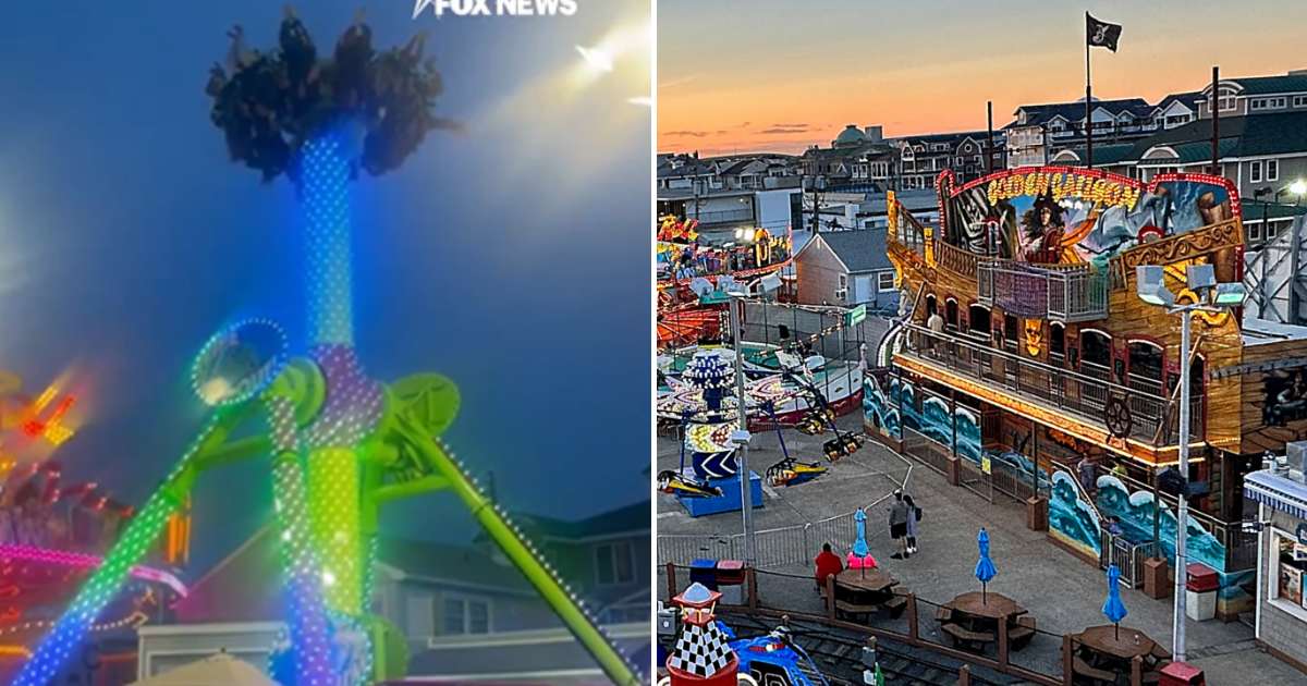 A viral video shows NJ riders stuck upside down on amusement ride for several minutes during malfunction (Fox News/ X, Playland’s Castaway Cove)