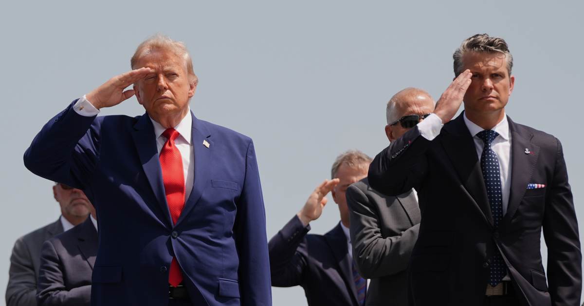 President Donald Trump and Defense Secretary Pete Hegseth at Dover Air Force Base, Del on Wednesday, July 22, 2026 (AP Photo/Julia Demaree Nikhinson)