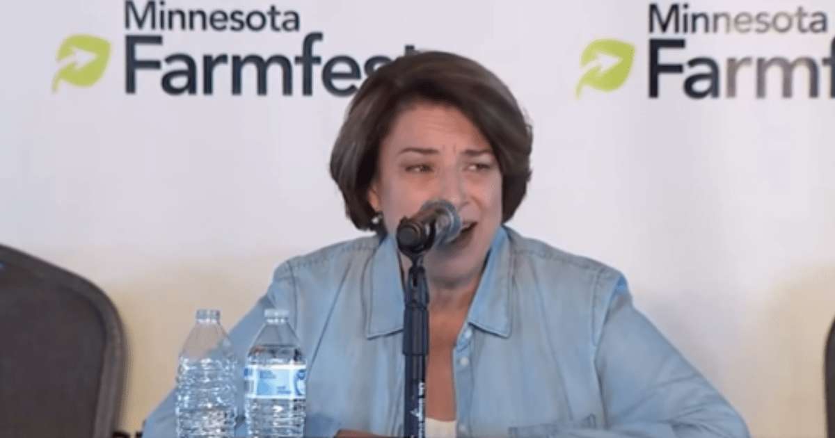 Sen Amy Klobuchar faced laughter from the crowd after claiming she had long supported border funding during a Minnesota Farmfest appearance (Screengrab/Minnesota Farmfest)