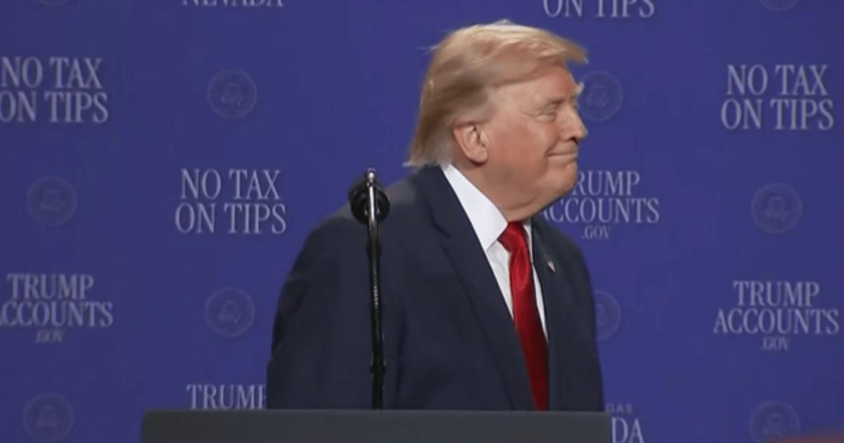 Trump reportedly wore a new wig during Las Vegas speech  (@aaronrupar/x)