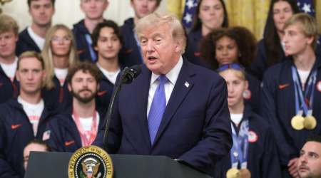 Trump says 'bad judge' declared sports 'unconstitutional' during White House Olympians event
